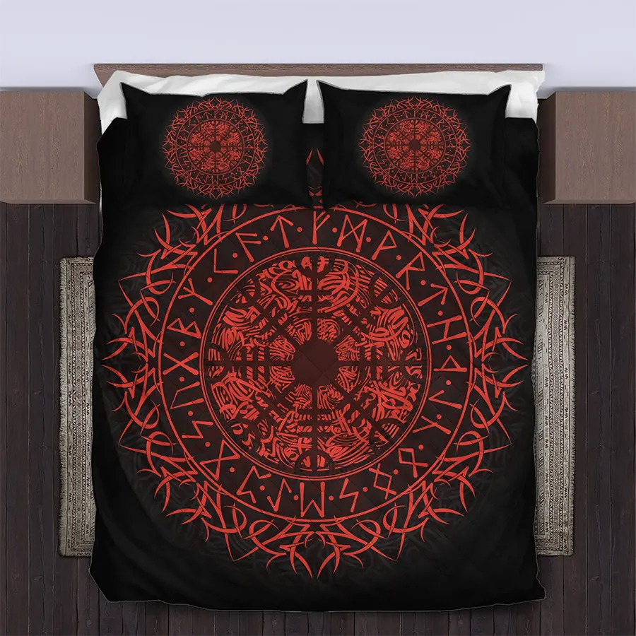 Viking Quilt Bedding Set Aegishjalmur Rune Protection