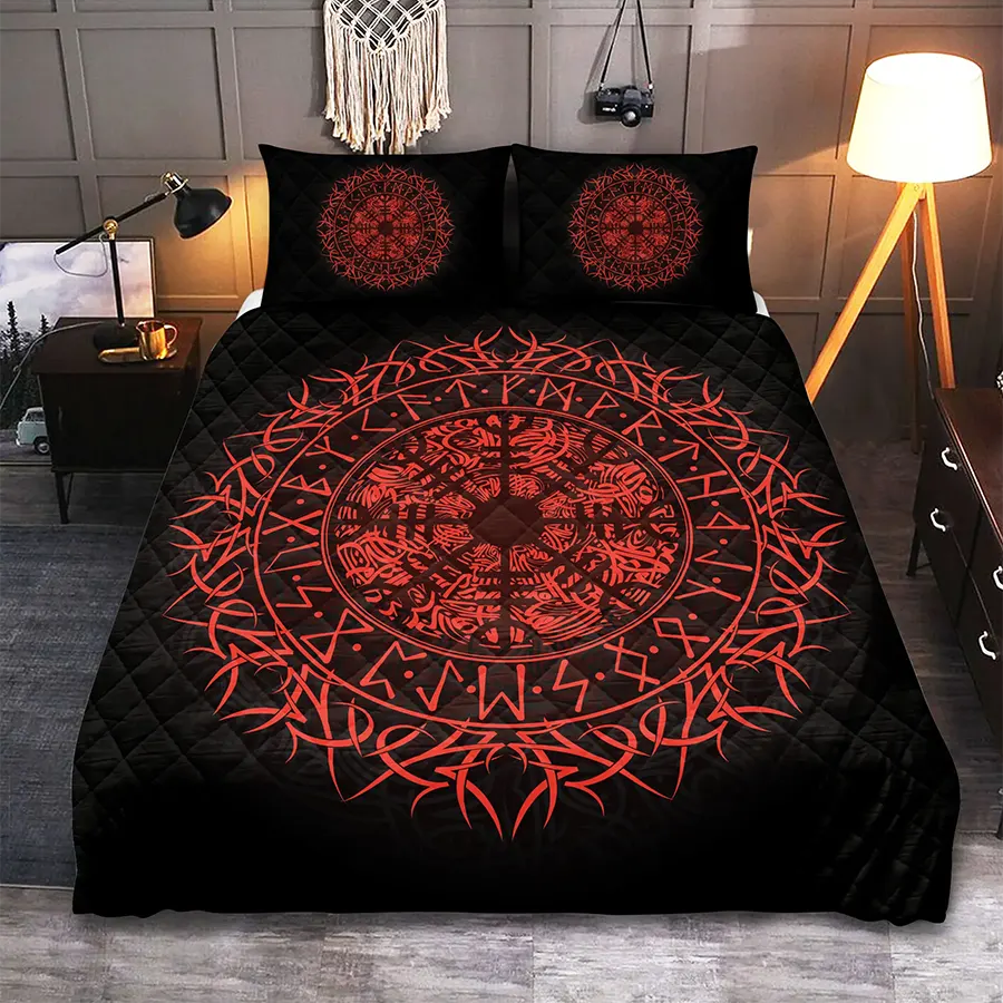 Viking Quilt Bedding Set Aegishjalmur Rune Protection