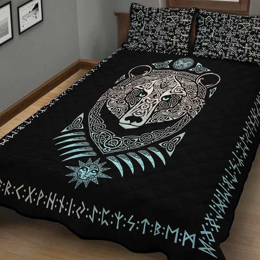 Viking Quilt Bedding Set Celtic Bear Viking