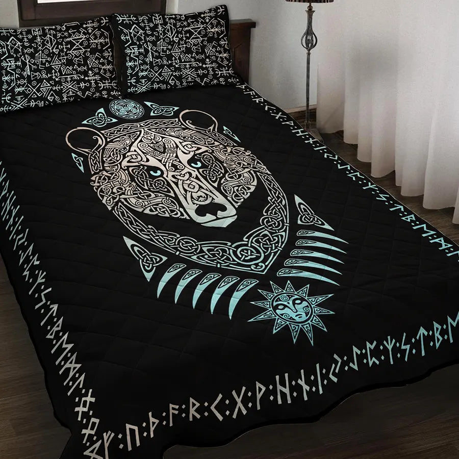 Viking Quilt Bedding Set Celtic Bear Viking