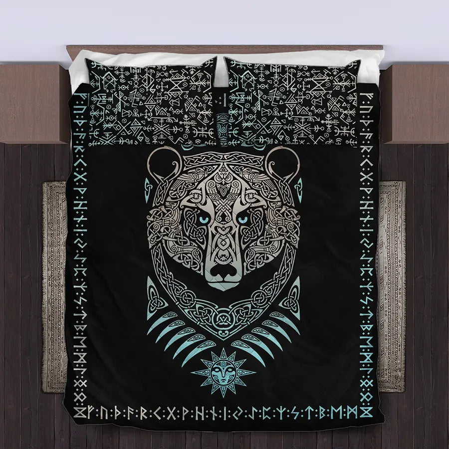 Viking Quilt Bedding Set Celtic Bear Viking