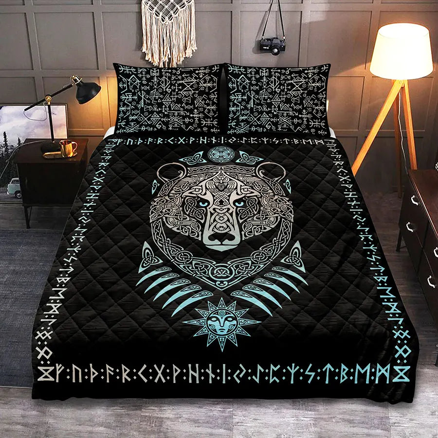Viking Quilt Bedding Set Celtic Bear Viking