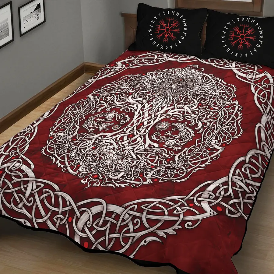 Viking Quilt Bedding Set Celtic Knot Tree of Life