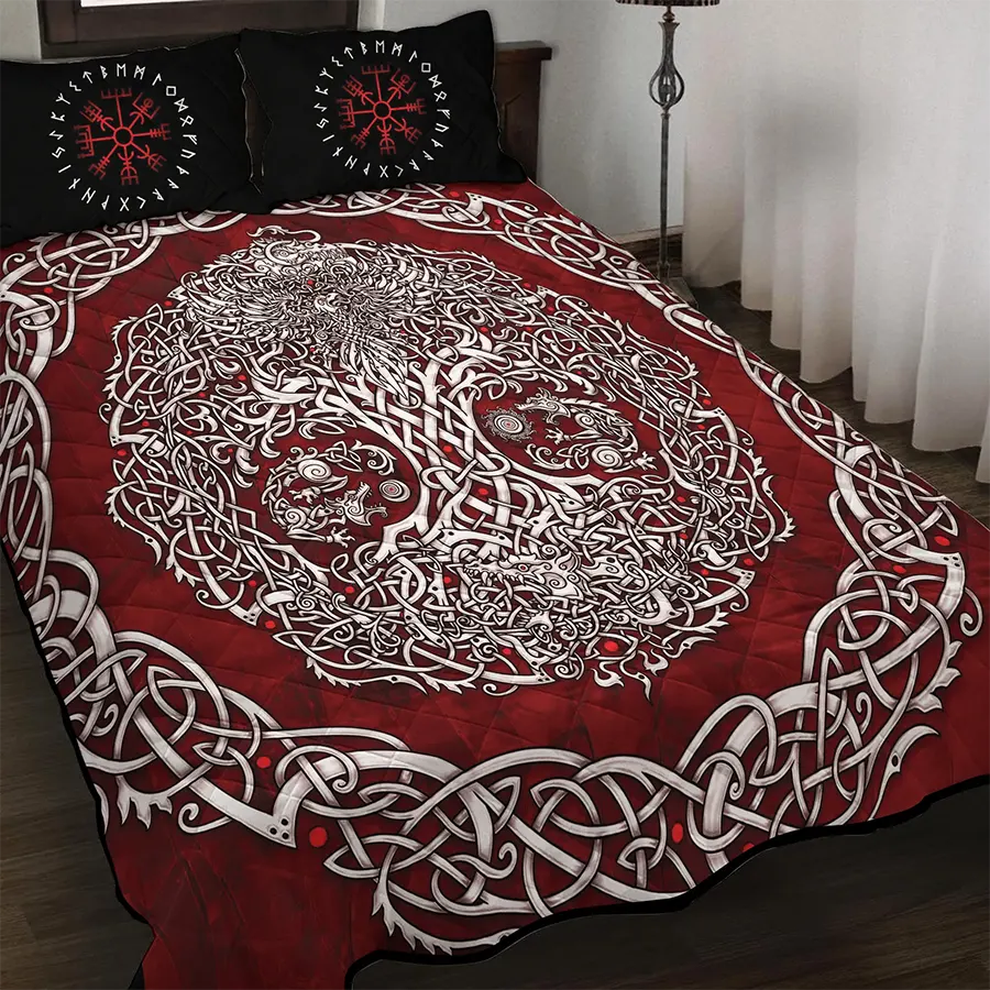 Viking Quilt Bedding Set Celtic Knot Tree of Life