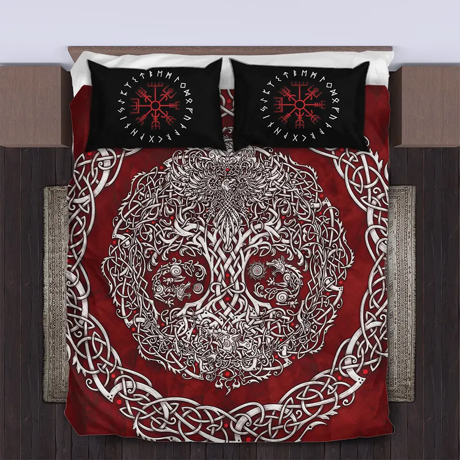 Viking Quilt Bedding Set Celtic Knot Tree of Life