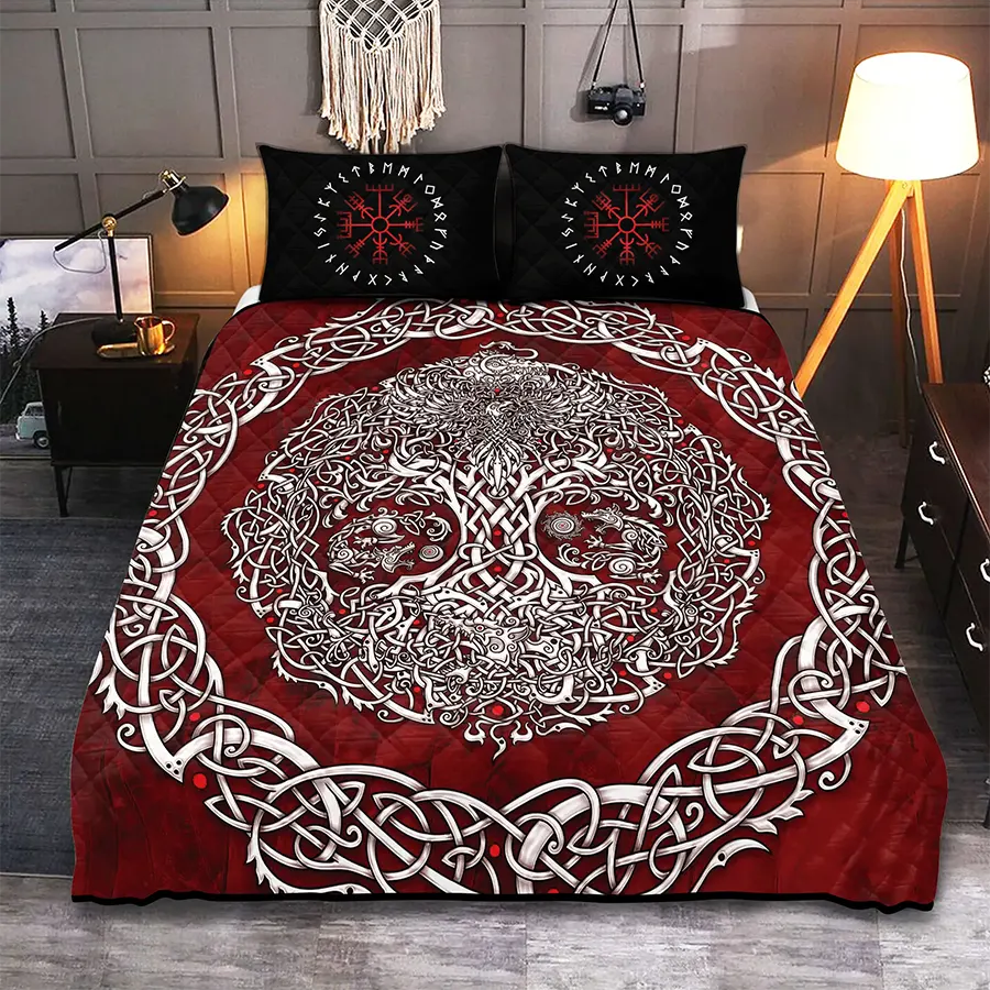 Viking Quilt Bedding Set Celtic Knot Tree of Life