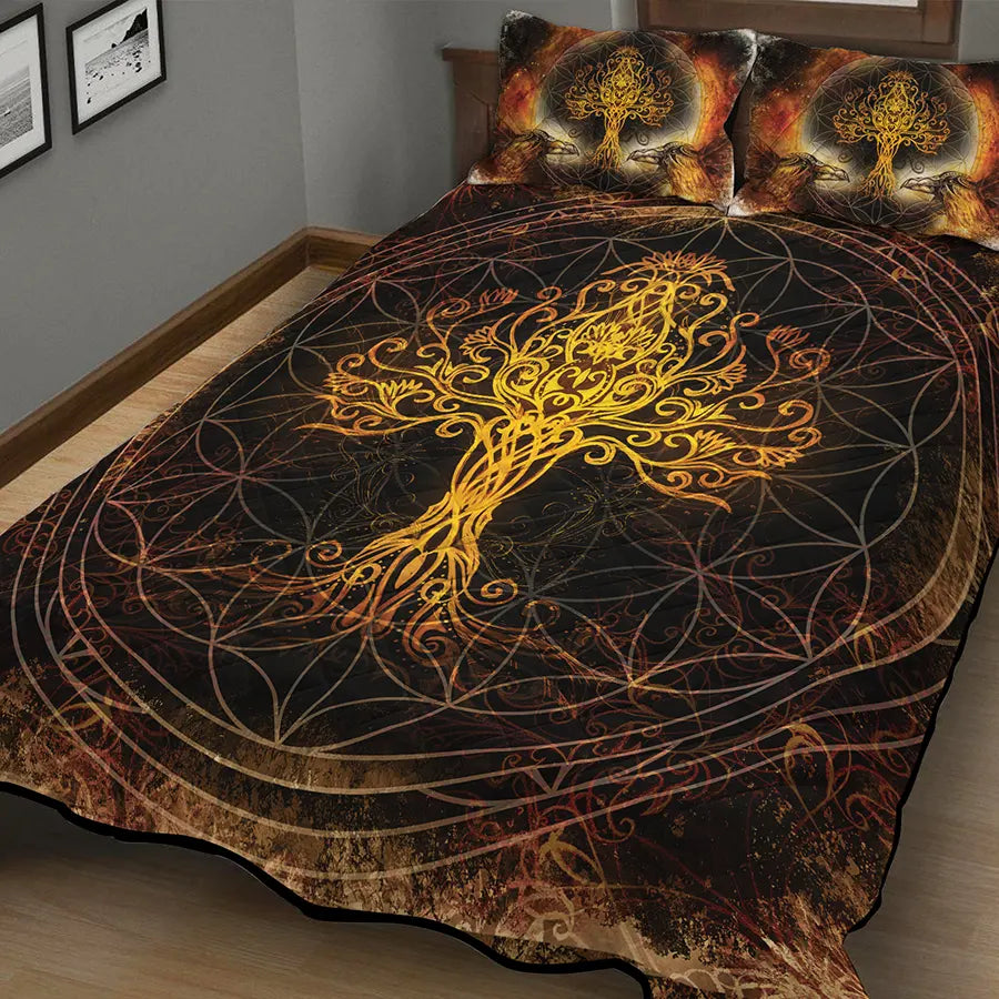 Viking Quilt Bedding Set Celtic Tree of Life Art