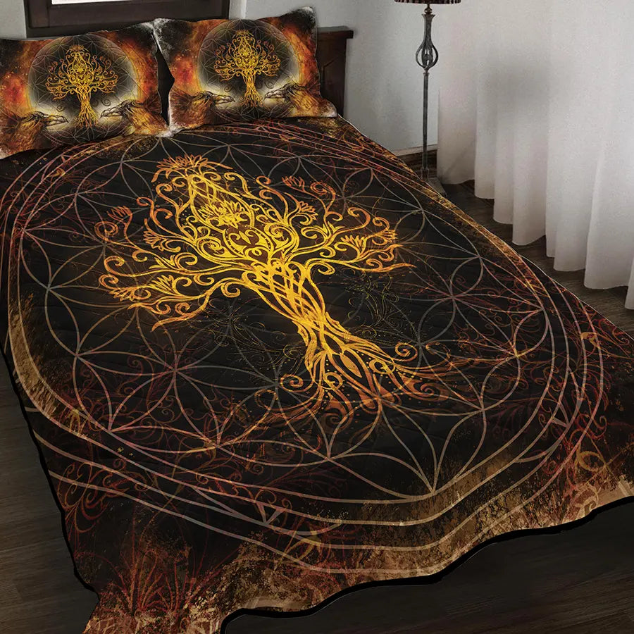 Viking Quilt Bedding Set Celtic Tree of Life Art