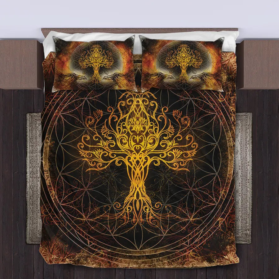 Viking Quilt Bedding Set Celtic Tree of Life Art