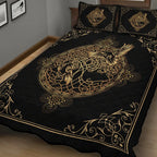 Viking Quilt Bedding Set Celtic Tree of Life with Raven