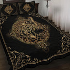 Viking Quilt Bedding Set Celtic Tree of Life with Raven