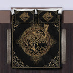 Viking Quilt Bedding Set Celtic Tree of Life with Raven