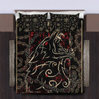 Viking Quilt Bedding Set Chained Fenrir Rune Art
