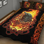 Viking Quilt Bedding Set Fenrir Art in Flame Design