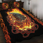 Viking Quilt Bedding Set Fenrir Art in Flame Design