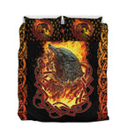 Viking Quilt Bedding Set Fenrir Art in Flame Design