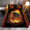 Viking Quilt Bedding Set Fenrir Art in Flame Design