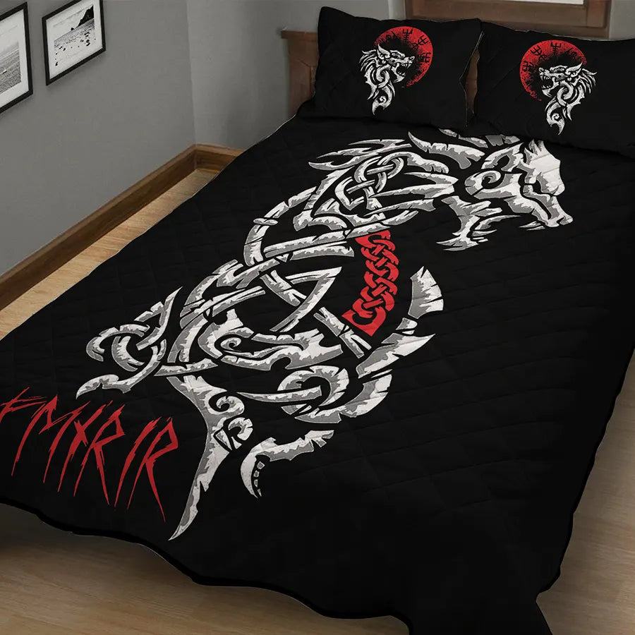 Viking Quilt Bedding Set with Fenrir Celtic Art