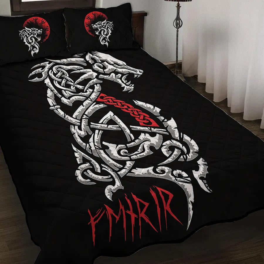 Viking Quilt Bedding Set with Fenrir Celtic Art