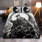 Viking Quilt Bedding Set Fenrir Drawing Norse Fury