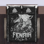 Viking Quilt Bedding Set Fenrir Valknut Symbol