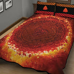 Viking Quilt Bedding Set Flaming Triple Horn Norse Power