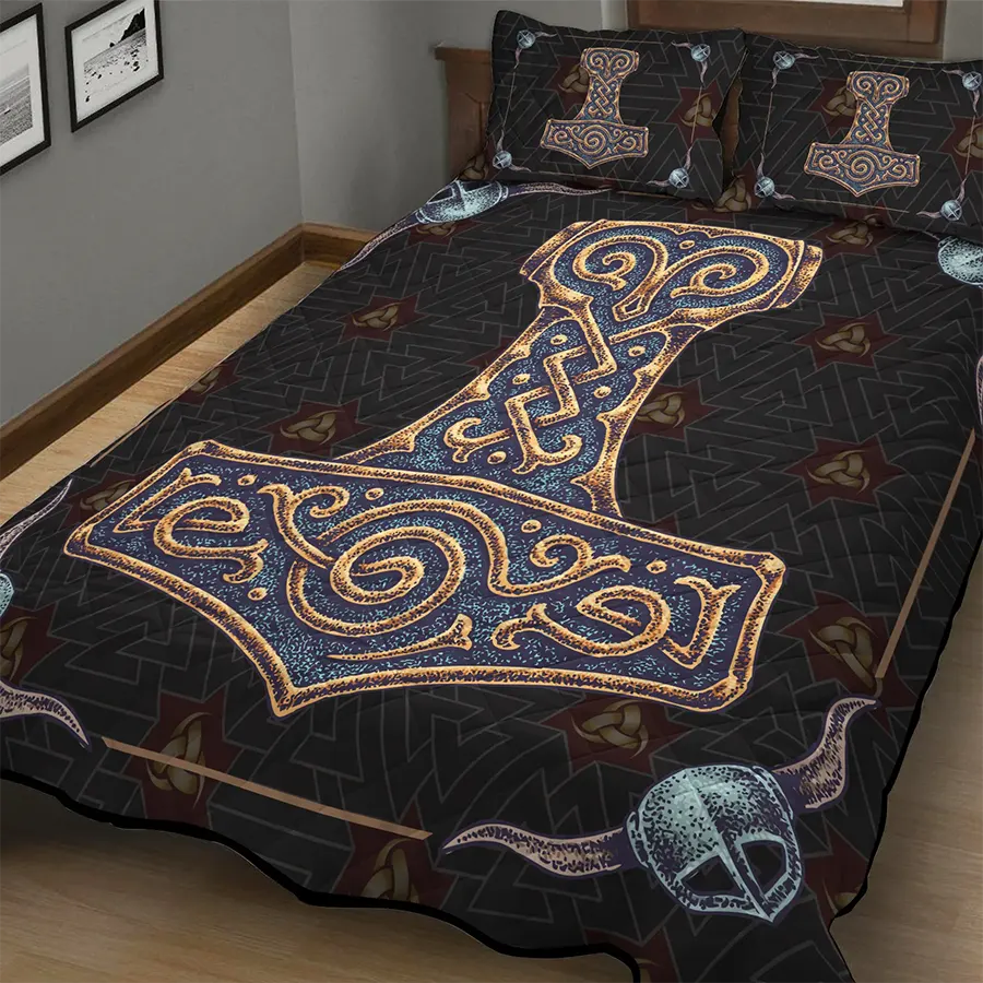 Viking Quilt Bedding Set Hammer of Thor Power