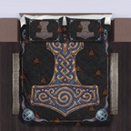 Viking Quilt Bedding Set Hammer of Thor Power