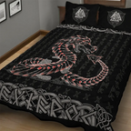 Viking Quilt Bedding Set Jormungandr Rune Eternal Serpent