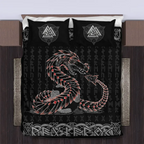 Viking Quilt Bedding Set Jormungandr Rune Eternal Serpent