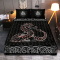Viking Quilt Bedding Set Jormungandr Rune Eternal Serpent