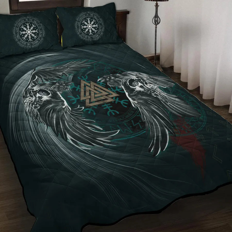 Viking Quilt Bedding Set Majestic Munin and Hugin