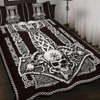 Viking Quilt Bedding Set Mjolnir Skull Celtic Knot