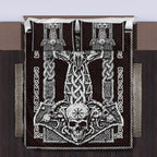Viking Quilt Bedding Set Mjolnir Skull Celtic Knot