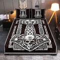 Viking Quilt Bedding Set Mjolnir Skull Celtic Knot