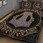 Viking Quilt Bedding Set Mjolnir Symbolism
