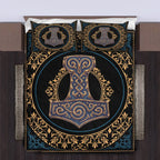 Viking Quilt Bedding Set Mjolnir Symbolism