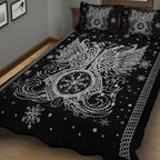 Viking Quilt Bedding Set Munin and Hugin Raven Art