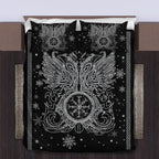Viking Quilt Bedding Set Munin and Hugin Raven Art