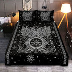 Viking Quilt Bedding Set Munin and Hugin Raven Art