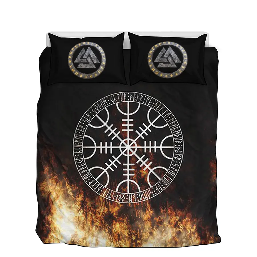 Viking Quilt Bedding Set Norse Helm of Awe Protection