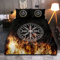 Viking Quilt Bedding Set Norse Helm of Awe Protection