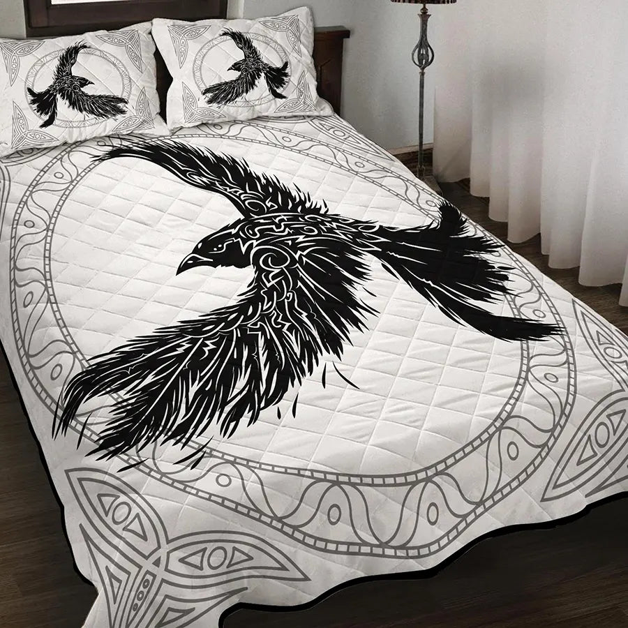 Viking Quilt Bedding Set Norse Raven Art