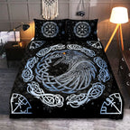 Viking Quilt Bedding Set Norse Raven Celtic with Rune