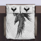Viking Quilt Bedding Set with Norse Raven Design