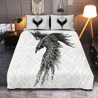 Viking Quilt Bedding Set with Norse Raven Design