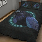 Viking Quilt Bedding Set Norse Raven with Runes