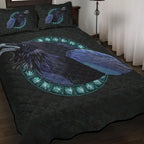 Viking Quilt Bedding Set Norse Raven with Runes