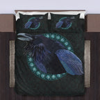 Viking Quilt Bedding Set Norse Raven with Runes