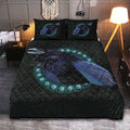 Viking Quilt Bedding Set Norse Raven with Runes